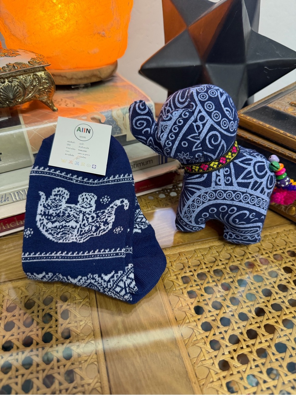 Thailand Elephant Socks & Fabric Plush Souvenir Gift Set